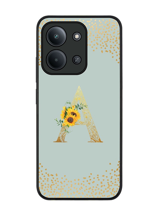 For Xiaomi Redmi 15C 4G Case,Slim fit Camera Protection, Shockproof Thin Phone cover  - Custom Floral Monogram - A  (Light Grey )